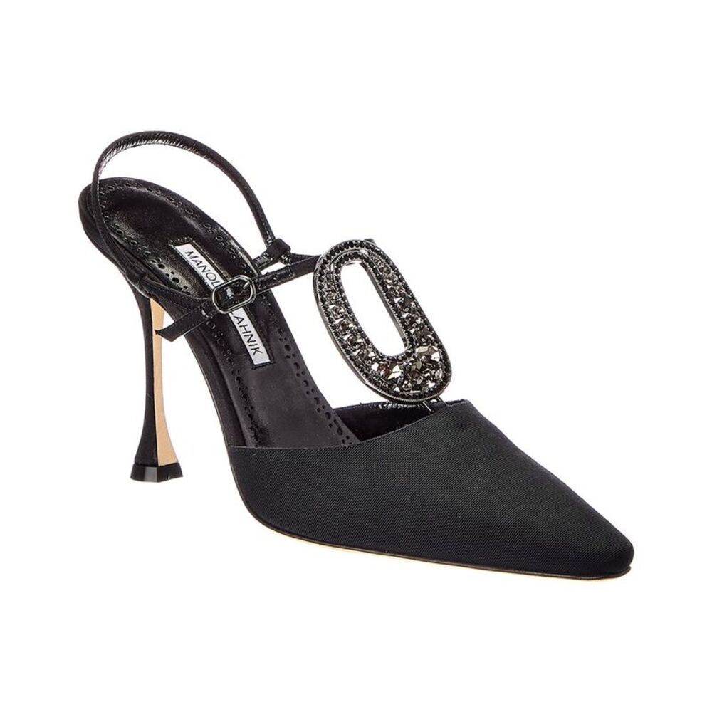 Manolo Blahnik Truta 105 Grosgrain Slingback Pump, Black